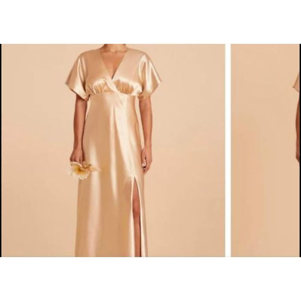 Birdy Grey Rose gold sexy small long night gown with front slit